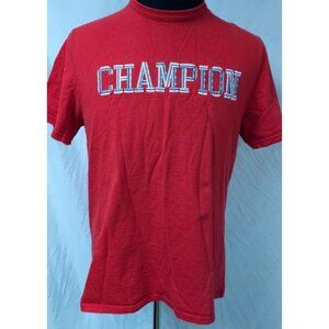 Champion Mens Large Red Short Sleeve Crew Neck Spell Out Embroidered T-Shirt